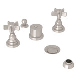 DISCONTINUED-San Giovanni Five Hole Bidet Faucet - Satin Nickel with Five Spoke Cross Handle | Model Number: A2360XSTN - Product Knockout