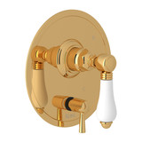 Pressure Balance Trim with Diverter - Italian Brass with White Porcelain Lever Handle | Model Number: A2410NLPIB - Product Knockout