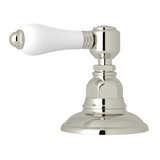 DISCONTINUED-Deck Mount 3-Port 2 Direction Diverter - Polished Nickel with White Porcelain Lever Handle | Model Number: A2716LPPN - Product Knockout