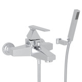 DISCONTINUED-Vincent Wall Mount Exposed Tub Set with Handshower - Polished Chrome with Metal Lever Handle | Model Number: A3001LVAPC - Product Knockout