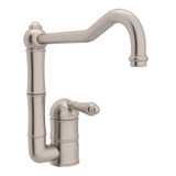 DISCONTINUED-Acqui Single Hole Column Spout Kitchen Faucet - Satin Nickel with Metal Lever Handle | Model Number: A3608LMSTN-2 - Product Knockout