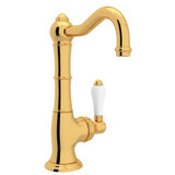 DISCONTINUED-Cinquanta Single Hole Column Spout Kitchen Faucet - Italian Brass with White Porcelain Lever Handle | Model Number: A3650LPIB-2 - Product Knockout