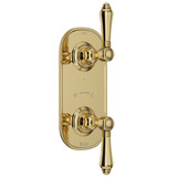 1/2 Inch Thermostatic and Diverter Control Trim - Unlacquered Brass with Metal Lever Handle | Model Number: A4964LMULB - Product Knockout