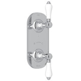 1/2 Inch Thermostatic and Diverter Control Trim - Polished Chrome with White Porcelain Lever Handle | Model Number: A4964LPAPC - Product Knockout