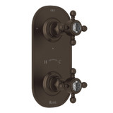 DISCONTINUED-1/2 Inch Thermostatic and Diverter Control Trim - Tuscan Brass with Crystal Cross Handle | Model Number: A4964XCTCB - Product Knockout