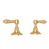 DISCONTINUED-Set of Hot and Cold 3/4 Inch Sidevalves - Italian Brass with Metal Lever Handle | Model Number: A7422LMIB - Product Knockout