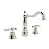 DISCONTINUED-Arcana Column Spout Widespread Bathroom Faucet - Polished Nickel with Ornate Metal Lever Handle | Model Number: AC107L-PN-2 - Product Knockout
