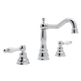 DISCONTINUED-Arcana Column Spout Widespread Bathroom Faucet - Polished Chrome with Ornate White Porcelain Lever Handle | Model Number: AC107OP-APC-2 - Product Knockout