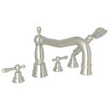 DISCONTINUED-Arcana Column Spout 4-Hole Deck Mount Tub Filler with Handshower - Polished Nickel with Metal Lever Handle | Model Number: AC262LM-PN - Product Knockout