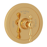 DISCONTINUED-Arcana Thermostatic Trim Plate without Volume Control - Italian Brass with Ornate Metal Lever Handle | Model Number: AC720L-IB/TO - Product Knockout