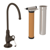 DISCONTINUED-San Julio C-Spout Filter Faucet - Tuscan Brass with White Porcelain Lever Handle | Model Number: AKIT1635LPTCB-2 - Product Knockout