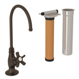 DISCONTINUED-San Julio C-Spout Filter Faucet - Tuscan Brass with Five Spoke Cross Handle | Model Number: AKIT1635XTCB-2 - Product Knockout