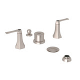 DISCONTINUED-Bellia Five Hole Bidet Faucet - Satin Nickel with Metal Lever Handle | Model Number: BE595L-STN - Product Knockout