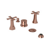 DISCONTINUED-Bellia Five Hole Bidet Faucet - Rose Gold with Cross Handle | Model Number: BE595X-RG - Product Knockout