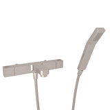 DISCONTINUED-Quartile Exposed Thermostatic Tub Filler with Handshower - Satin Nickel with Cube Knob Handle | Model Number: CU212HB-STN - Product Knockout