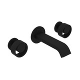 Eclissi Wall Mount Widespread Bathroom Faucet - U-Spout - Matte Black with Circular Handle | Model Number: EC09W3IWMB - Product Knockout