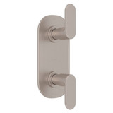 DISCONTINUED-Meda 1/2 Inch Thermostatic and Diverter Control Trim - Satin Nickel with Metal Lever Handle | Model Number: LV390L-STN/TO - Product Knockout