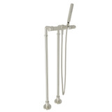 DISCONTINUED-Meda Exposed Thermostatic Tub Filler with Handshower and Floor Pillar Legs or Supply Unions - Polished Nickel with Metal Lever Handle | Model Number: LVKIT2111NL-PN - Product Knockout