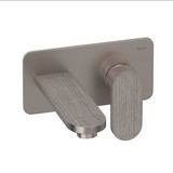 Miscelo Wall Mount Single Handle Bathroom Faucet - Satin Nickel Spout with Whitewash Barnwood Insert with Lever Handle with Insert | Model Number: MI01W2WBSTN - Product Knockout