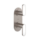 Miscelo 1/2 Inch Thermostatic Trim with Diverter - Satin Nickel Spout with Bianco Insert with Lever Handle with Insert | Model Number: MI12W2BLSTN - Product Knockout