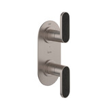 Miscelo 1/2 Inch Thermostatic Trim with Diverter - Satin Nickel Spout with Greystone Quarry Insert with Lever Handle with Insert | Model Number: MI12W2GQSTN - Product Knockout