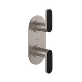 Miscelo 1/2 Inch Thermostatic Trim with Diverter - Satin Nickel Spout with Nero Insert with Lever Handle with Insert | Model Number: MI12W2NRSTN - Product Knockout