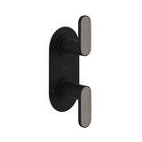 Miscelo 1/2 Inch Thermostatic Trim with Diverter - Matte Black Spout with Whitewash Barnwood Insert with Lever Handle with Insert | Model Number: MI12W2WBMB - Product Knockout