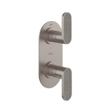 Miscelo 1/2 Inch Thermostatic Trim with Diverter - Satin Nickel Spout with Whitewash Barnwood Insert with Lever Handle with Insert | Model Number: MI12W2WBSTN - Product Knockout