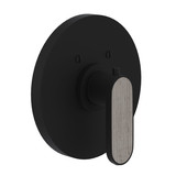 Miscelo 3/4 Inch Thermostatic Trim without Volume Control - Matte Black Spout with Whitewash Barnwood Insert with Lever Handle with Insert | Model Number: MI13W1WBMB - Product Knockout