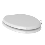 DISCONTINUED-Elongated Gloss White Easy Close Toilet Seat with Installed Sanitary Handles - Polished Chrome | Model Number: RS2872KIT1-APC - Product Knockout