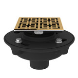 DISCONTINUED-Cast Iron 2 Inch No Hub Drain Kit with 3142 Weave Decorative Cover - Italian Brass | Model Number: SDCI2-3142IB - Product Knockout