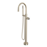 Eclissi Single Hole Floor Mount Tub Filler Trim with C-Spout - Satin Nickel and Polished Chrome | Model Number: TEC06F1IWSNC - Product Knockout