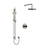 Momenti Type T/P (Thermostatic/Pressure Balance) 1/2 Inch Coaxial 2-Way System With Hand Shower And Shower Head - Polished Nickel and Black with Cross Handles | Model Number: KIT323MMRD+PNBK-6 - Product Knockout