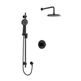 DISCONTINUED-Momenti Type T/P (Thermostatic/Pressure Balance) 1/2 Inch Coaxial 2-Way System With Hand Shower And Shower Head - Black with Cross Handles | Model Number: KIT323MMRD+BK-6-SPEX - Product Knockout