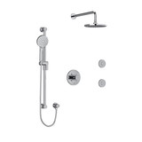 Edge Type T/P (Thermostatic/Pressure Balance) 1/2 Inch Coaxial 3-Way System Hand Shower Rail Elbow Supply Shower Head And 2 Body Jets - Chrome with Cross Handles | Model Number: KIT3545EDTM+C - Product Knockout