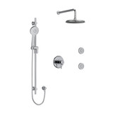 Momenti Type T/P (Thermostatic/Pressure Balance) 1/2 Inch Coaxial 3-Way System Hand Shower Rail Elbow Supply Shower Head And 2 Body Jets - Chrome with Lever Handles | Model Number: KIT3545MMRDLC - Product Knockout