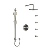 DISCONTINUED-Momenti Type T/P (Thermostatic/Pressure Balance) Double Coaxial System With Hand Shower Rail 4 Body Jets And Shower Head - Polished Nickel and Black with Cross Handles | Model Number: KIT446MMRD+PNBK - Product Knockout