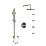 Momenti Type T/P (Thermostatic/Pressure Balance) Double Coaxial System With Hand Shower Rail 4 Body Jets And Shower Head - Brushed Nickel and Black with Lever Handles | Model Number: KIT446MMRDLBNBK - Product Knockout