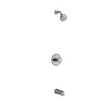 Georgian Type T/P (Thermostatic/Pressure Balance) 1/2 Inch Coaxial 2-Way No Share With Shower Head And Tub Spout - Chrome with Cross Handles | Model Number: KIT4744GN+C - Product Knockout