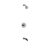 Retro Type T/P (Thermostatic/Pressure Balance) 1/2 Inch Coaxial 2-Way No Share With Shower Head And Tub Spout - Chrome with Cross Handles | Model Number: KIT4744RT+C-EX - Product Knockout
