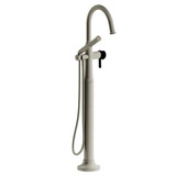 DISCONTINUED 2-way Type T (thermostatic) coaxial floor-mount tub filler With Handshower - Brushed Nickel/Black | Model Number: MMRD39JBNBK