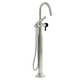 DISCONTINUED 2-way Type T (thermostatic) coaxial floor-mount tub filler With Handshower - Polished Nickel/Black | Model Number: MMRD39JPNBK