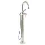 Momenti 2-Way Type T (Thermostatic) Coaxial Floor-Mount Tub Filler With Hand Shower - Polished Nickel with Lever Handles | Model Number: MMRD39LPN-EX - Product Knockout