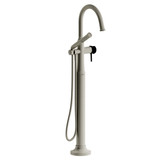 DISCONTINUED 2-way Type T (thermostatic) coaxial floor-mount tub filler With Handshower - Brushed Nickel/Black | Model Number: MMRD39LBNBK-SPEX