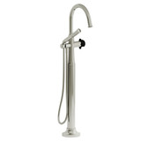DISCONTINUED 2-way Type T (thermostatic) coaxial floor-mount tub filler With Handshower - Polished Nickel/Black | Model Number: MMRD39XPNBK