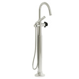 DISCONTINUED 2-way Type T (thermostatic) coaxial floor-mount tub filler With Handshower - Polished Nickel/Black | Model Number: MMRD39XPNBK-SPEX