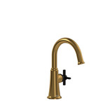DISCONTINUED-Momenti Single Hole Lavatory Faucet Without Drain 1.0 GPM - Brushed Gold and Black with Cross Handles | Model Number: MMRDS00+BGBK-10 - Product Knockout