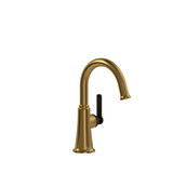 Momenti Single Hole Bathroom Faucet - Brushed Gold and Black with J-Shaped Handles | Model Number: MMRDS00JBGBK - Product Knockout