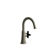 DISCONTINUED-Momenti Single Hole Bathroom Faucet Without Drain - Brushed Nickel and Black with X-Shaped Handles | Model Number: MMRDS00XBNBK-10 - Product Knockout