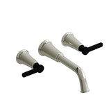 Momenti 8 Inch Wall-Mount Bathroom Faucet - Polished Nickel and Black with J-Shaped Handles | Model Number: MMSQ03JPNBK-05 - Product Knockout